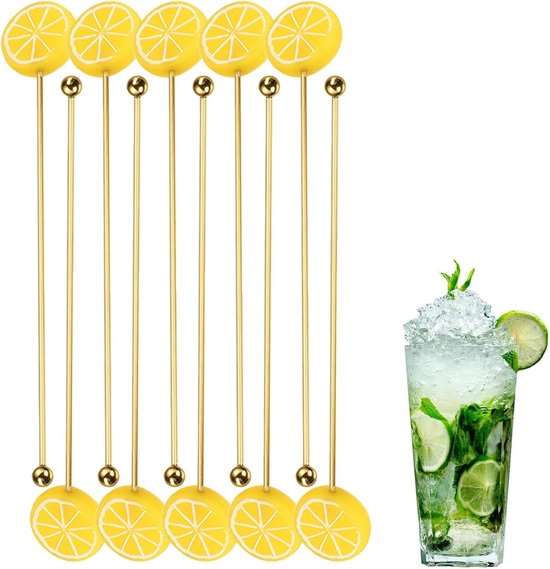 Metalen Roerstaafjes - Drankmixers Cocktail - Dranken Mengen - Roestvrij Staal - 10 stuks - Goud — afbeelding 5