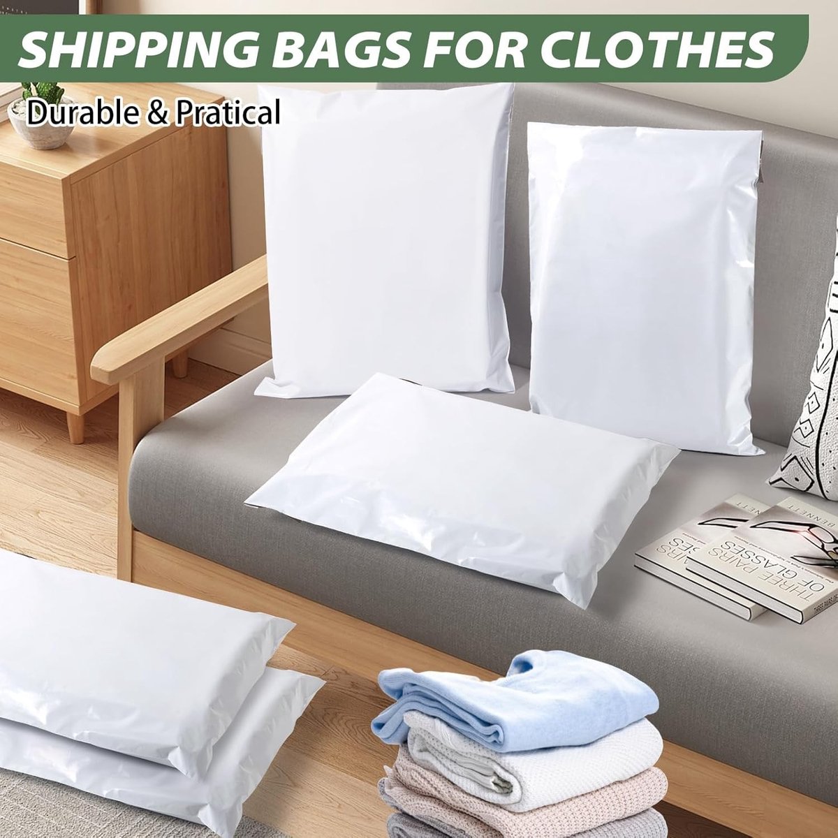 Witte verzendzakken 40x50 cm met zelfklevende sluiting - polyethyleen verzendtassen voor kleding en pakketjes