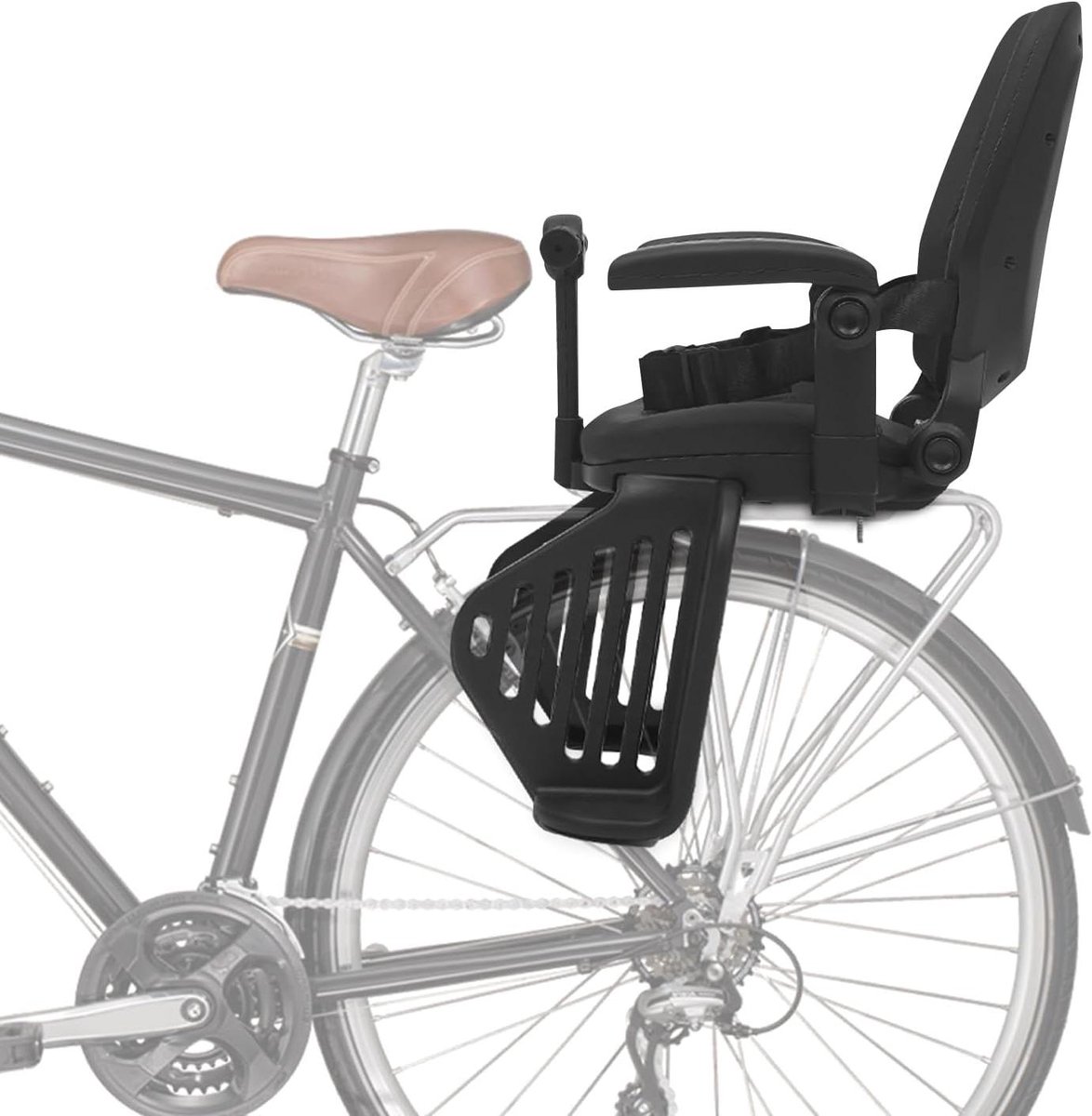 Fiets Kinderzitje - Achterzitje Peuter - Veilig Fietsen - 3-voudig Verstelbare Rugleuning - Tot 50 kg - Zwart