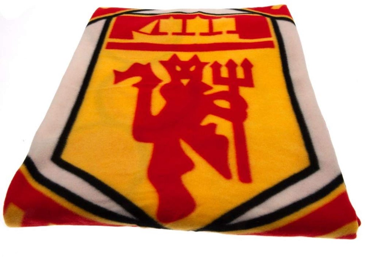 SnelShoppen - Manchester United FC Fleece Deken - Zachte Warmte - Ideaal voor Thuis, Kamperen of Sport - 130x160 cm - Rood