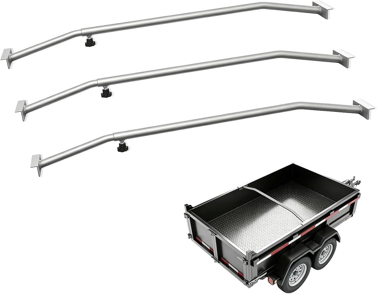 SnelShoppen - 3 x Trailer Steunbeugel, Vlakzeilstaaf, Aluminium, Lichtgewicht en Robuust met Draai Knop, Verstelbare Lengte (100-145 cm), Geschikt voo