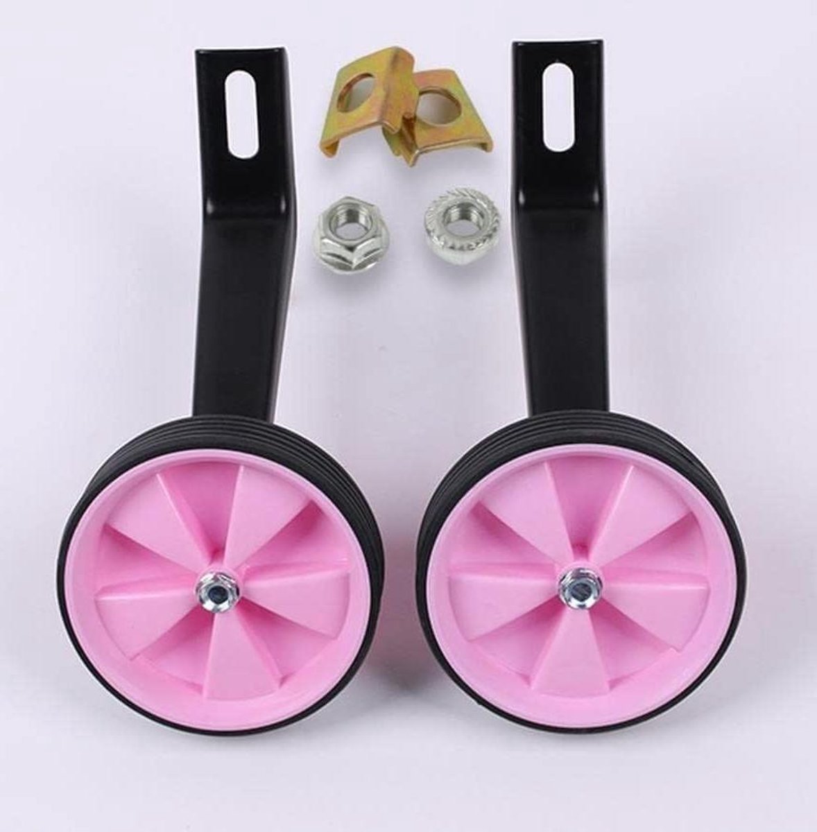 Fiets Stabilisatoren Hulpwielen Kinderfiets Fietsen Leren Verbrede Stalen Beugels 12-20 inch Roze