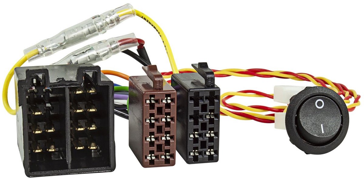 tomzz Audio 7000-028 Radio-adapterkabel ISO-ISO stroom + luidspreker met aan/uit-schakelaar bijv. voor campers FIAT Ducato (radio aan zonder ontsteking)