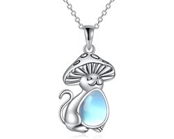 Teardrop Halsketting met mos-agaat, turquoise, maansteen, Larimar, zeemeermin, vos, kat, sterling zilver, hanger, halsketting, sieraden, geschenken voor vrouwen en meisjes