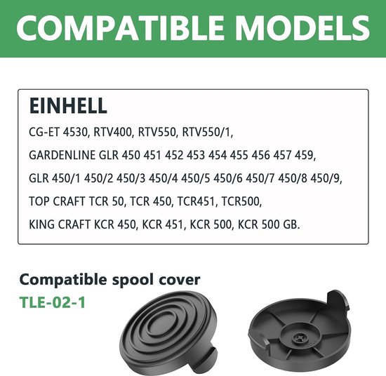 3 stuks grastrimmer spoelafdekking compatibel met Einhell TLE-02-1, vervangende trimmerkap voor Einhell GC-ET 4530 Aldi Gardenline GLR GLT — afbeelding 2