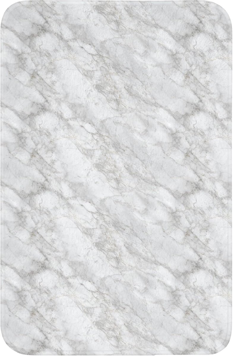 SnelShoppen - Badmat Rechthoekig 40x60 cm Antislip Douchemat Memory Foam Wasbaar Grijs - Wit - Marmer Badkamer Toilet Mat