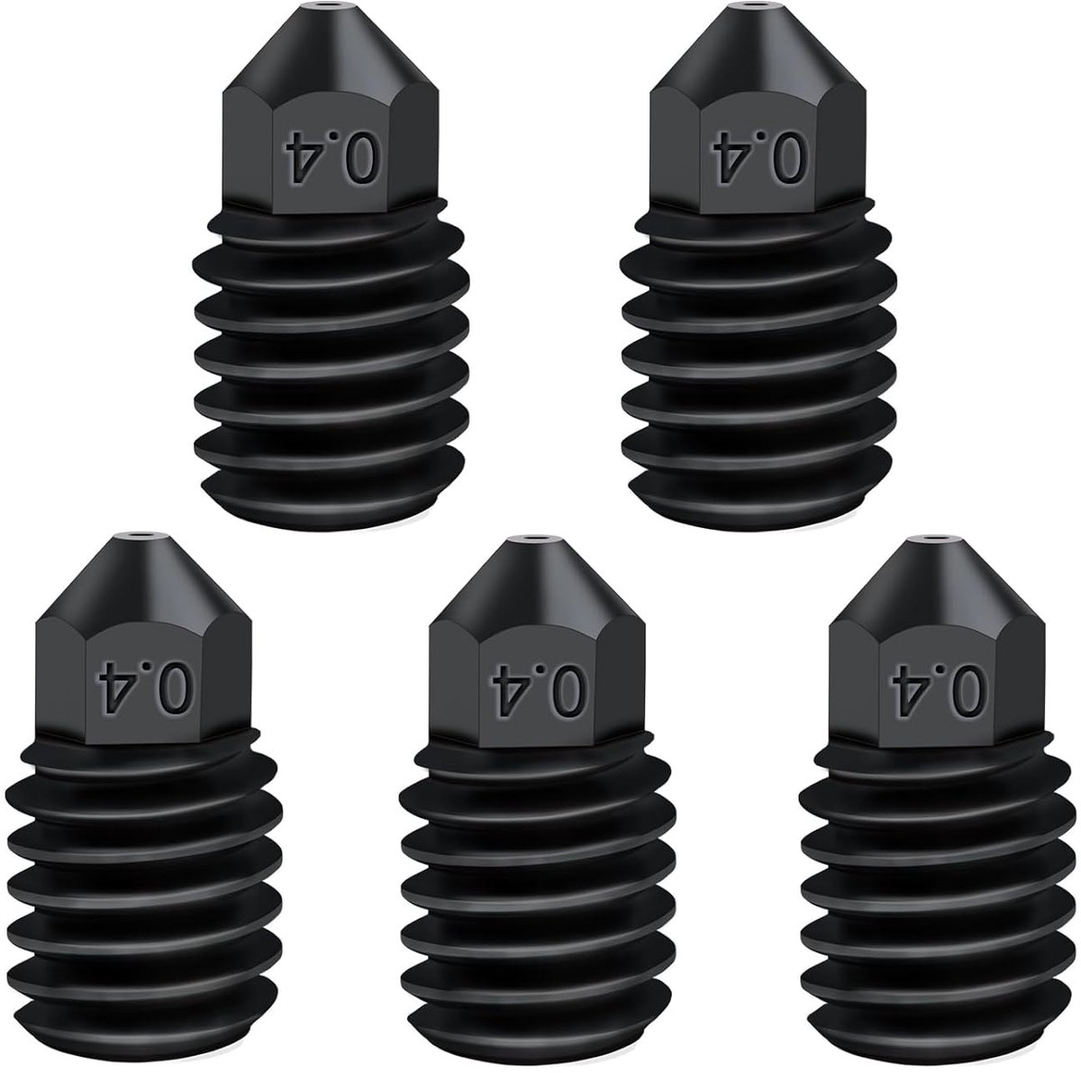 5 stuks 0,4 mm 3D-printer gehard stalen spuitmond voor bambolab P1P P1S X1 X1C X1E, extruder hotend hard stalen spuitmond voor Bambu Lab