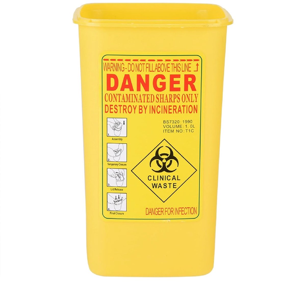 SnelShoppen - KSTE Naaldencontainer - Tattoo Medisch Plastic Afvalcontainer, Verwijderbare Container, Medisch Afvaldoos 1 Liter (Geel)