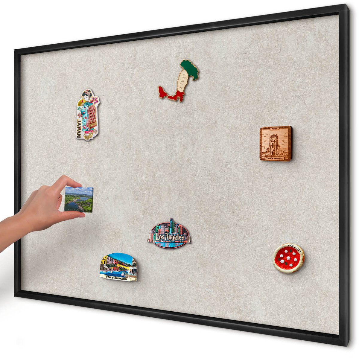Artprintcave Beige Magneetbord mit Zwart Frame - 100x70 cm - Natuurlijke Elegantie Notitiebord - Modern Magneetbord Voor Keuken - Texturen