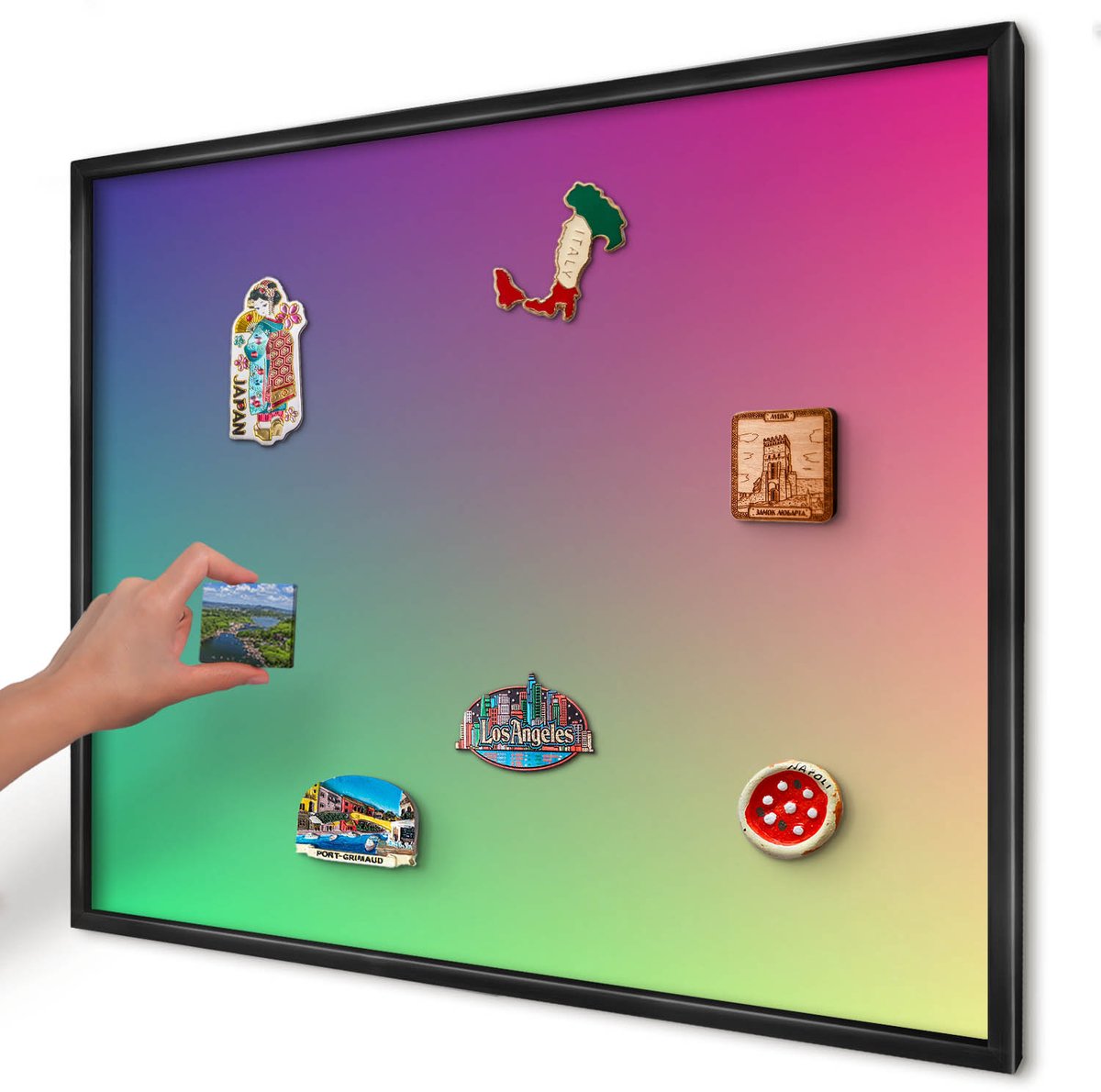 Artprintcave Paars Magneetbord mit Zwart Frame - 80x60 cm - Kleurrijk Verloop Magnetisch Bord - Abstract Magneetbord Voor Keuken - Abstractie