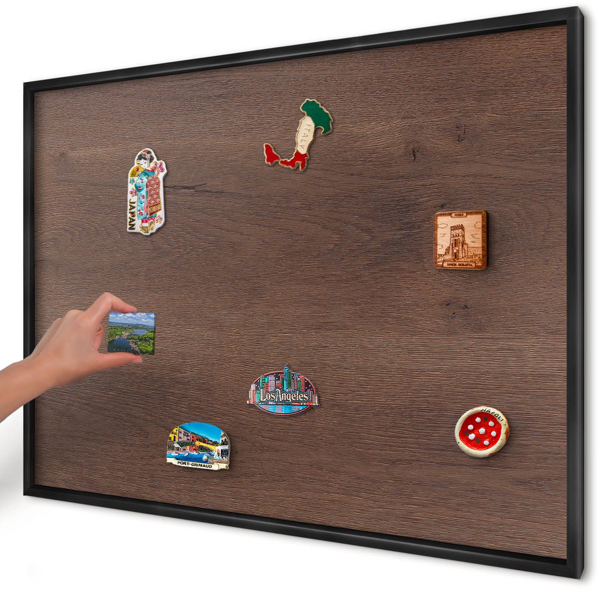 Artprintcave Bruin Magneetbord mit Zwart Frame - 100x70 cm - Bruin Hout Memobord Keuken - Rustiek Magneetbord Voor Keuken - Texturen