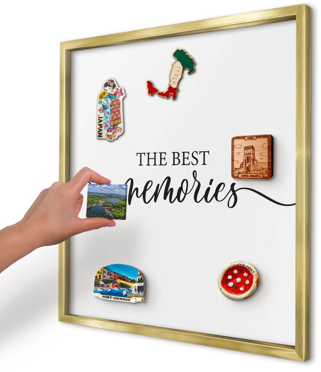 Artprintcave Wit Magneetbord mit Gouden Frame - 50x50 cm - Inspirerende Herinneringen Bord Voor Magneten - Typografisch Magneet Bord mit Frame - Teksten