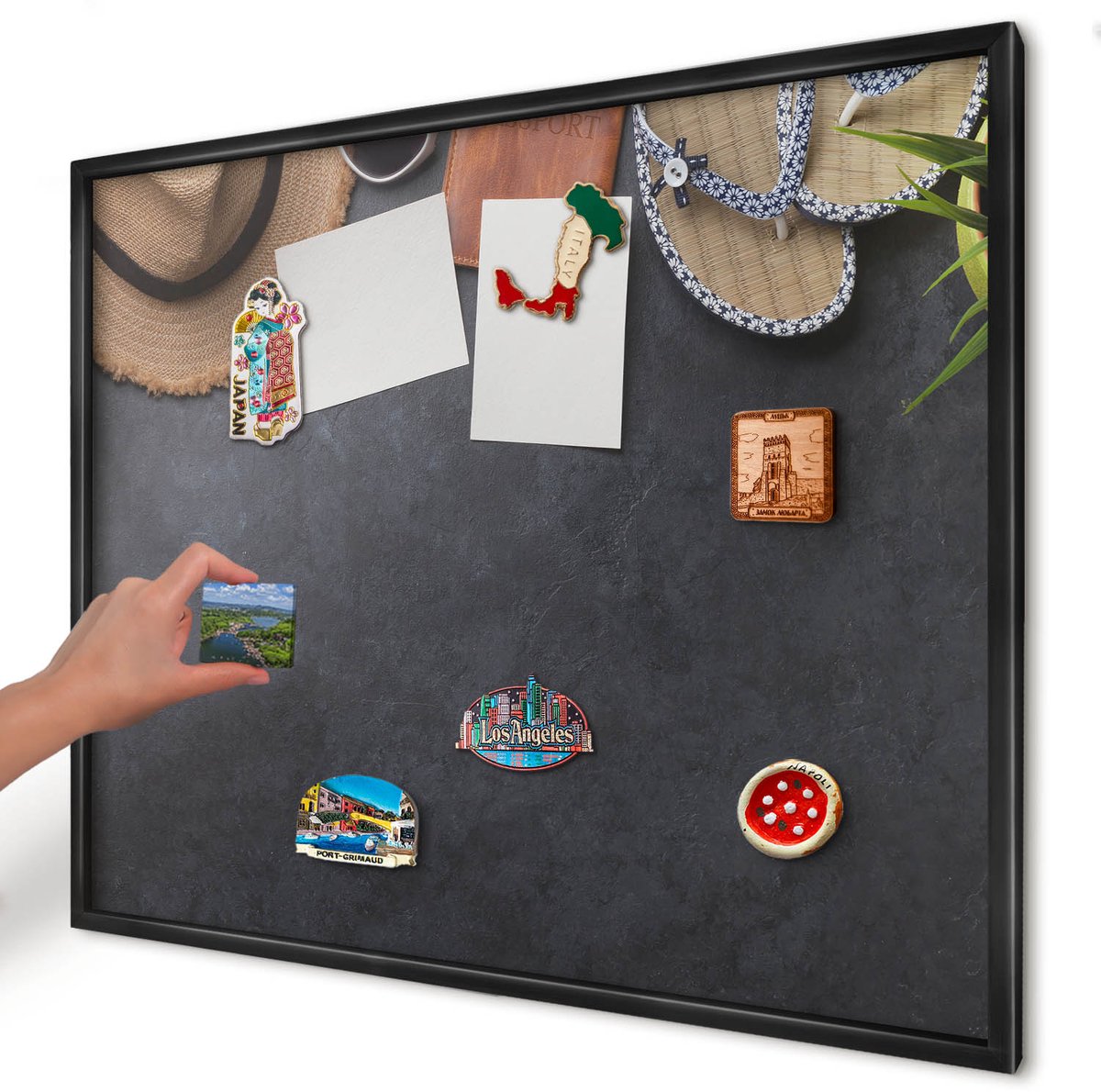 Artprintcave Zwart Magneetbord mit Zwart Frame - 80x60 cm - Vakantiesfeer Magneetbord Voor Foto's - Fotografisch Bord Voor Magneten - Hobby