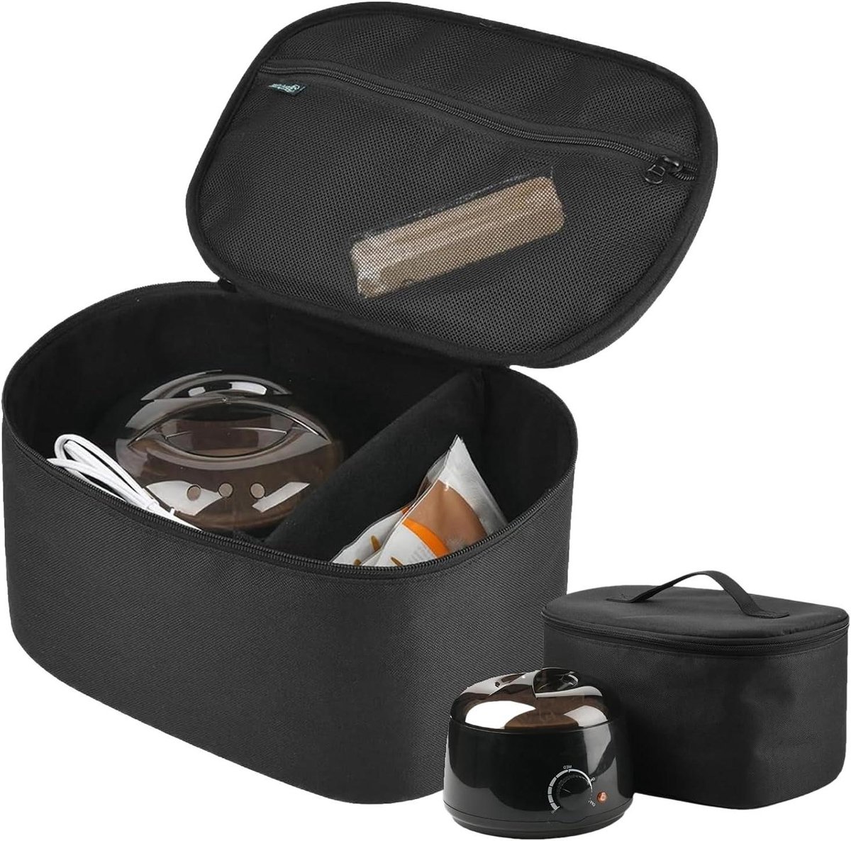 Wax Kit Tas - Opbergbox Waxbonen - Schoonheidsonderhoud - Verstelbare Indeler - 21 cm - Zwart