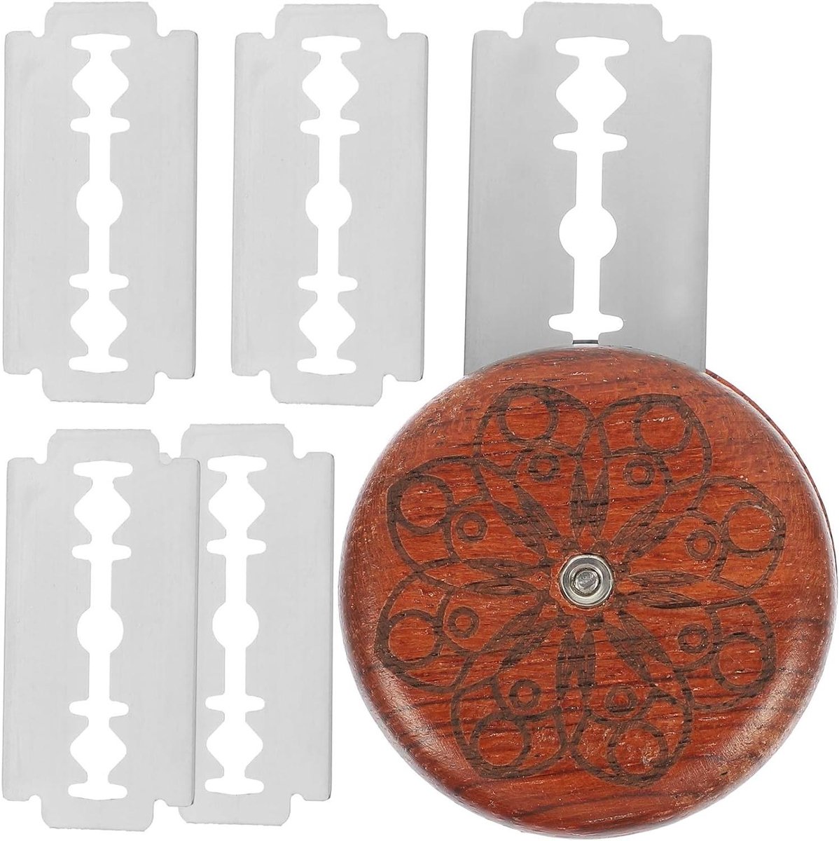 Houten Broodsnijder - Bakgereedschap Deegsnijder - Brood Bakken - Vervangbare Rvs Bladen - 4.5x4.5x1 cm - Diverse kleuren
