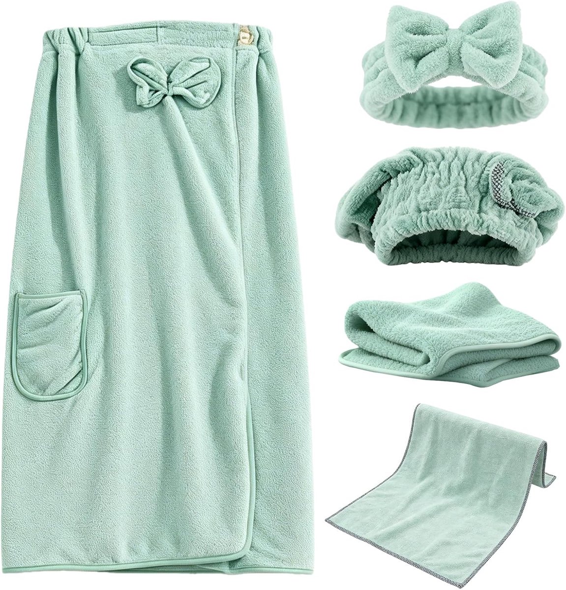 Saunakilt dames 75 x 135 cm - koraalvliesmateriaal - 5-delige set - ideaal voor sauna en wellness - SnelShoppen