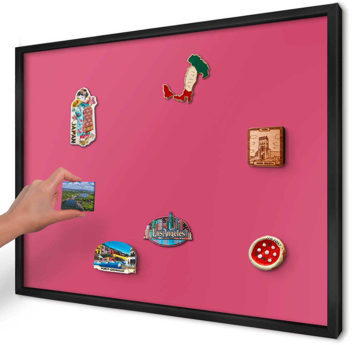 Artprintcave Roze Magneetbord mit Zwart Frame - 70x50 cm - Energie Roze Memobord Keuken - Minimalist Bord Voor Magneten - Achtergronden En Patronen