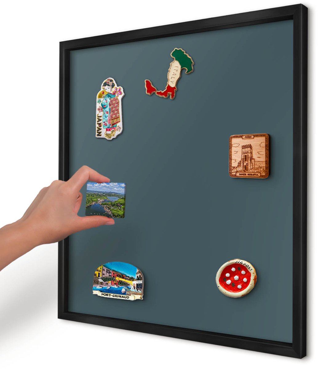 Artprintcave Turkoois Magneetbord mit Zwart Frame - 50x50 cm - Turkoois Magneetbord Voor Foto's - Minimalist Magnetisch Bord Voor Magneten - Achtergronden En Patronen