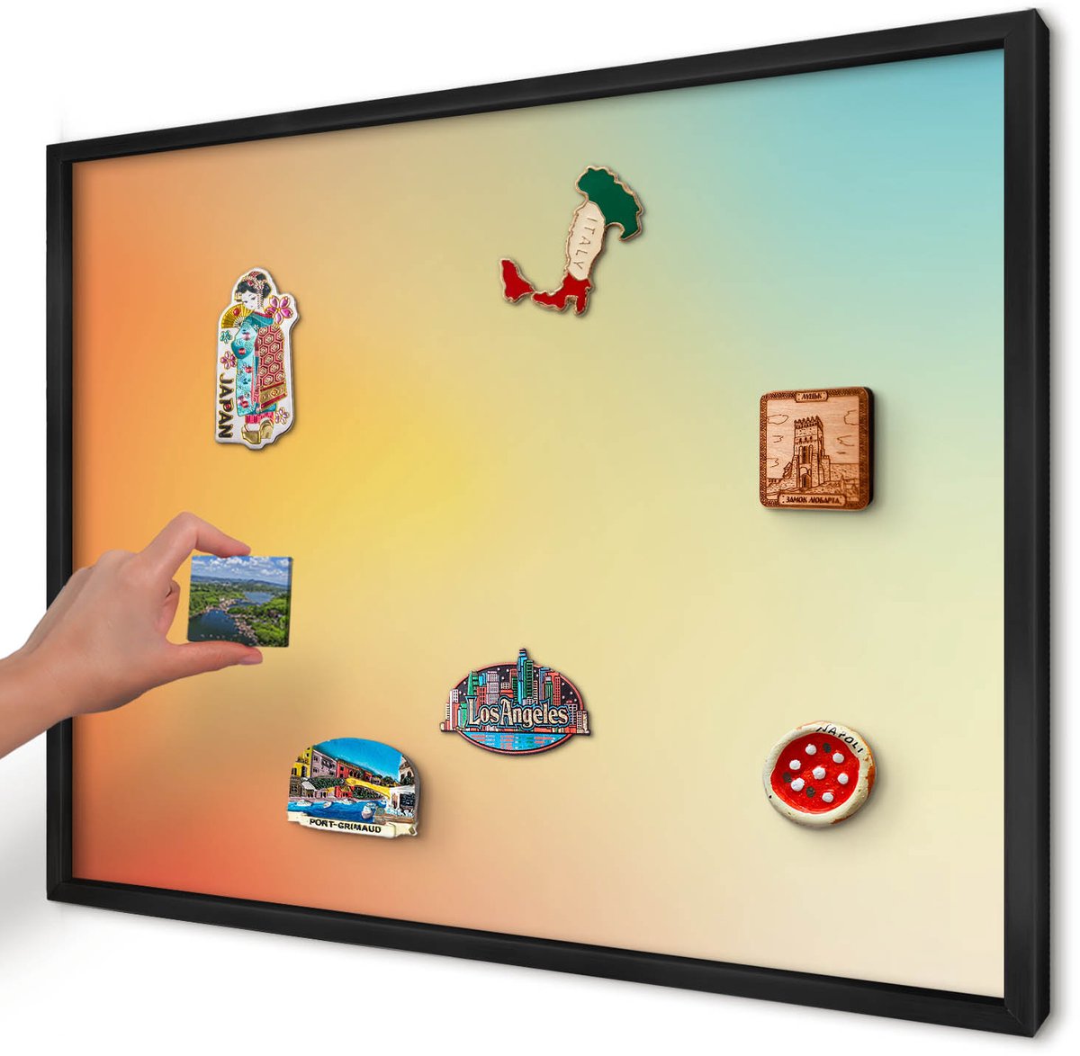 Artprintcave Oranje Magneetbord mit Zwart Frame - 70x50 cm - Kleurovergang Magneet Bord mit Frame - Abstract Magneetbord Voor Foto's - Abstractie
