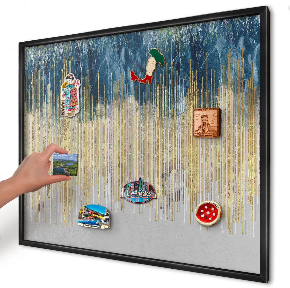Artprintcave Marine Magneetbord mit Zwart Frame - 80x60 cm - Abstracte Bos Magneetbord Voor Foto's - Abstract Magneet Bord mit Frame - Abstractie