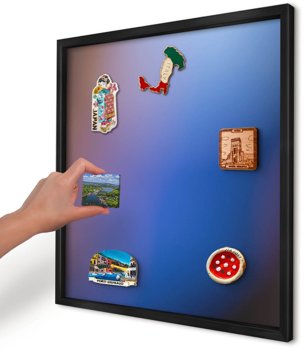 Artprintcave Blauw Magneetbord mit Zwart Frame - 50x50 cm - Kleuren Van Balans Magnetische Organizer - Abstract Magneetbord Voor Foto's - Abstractie