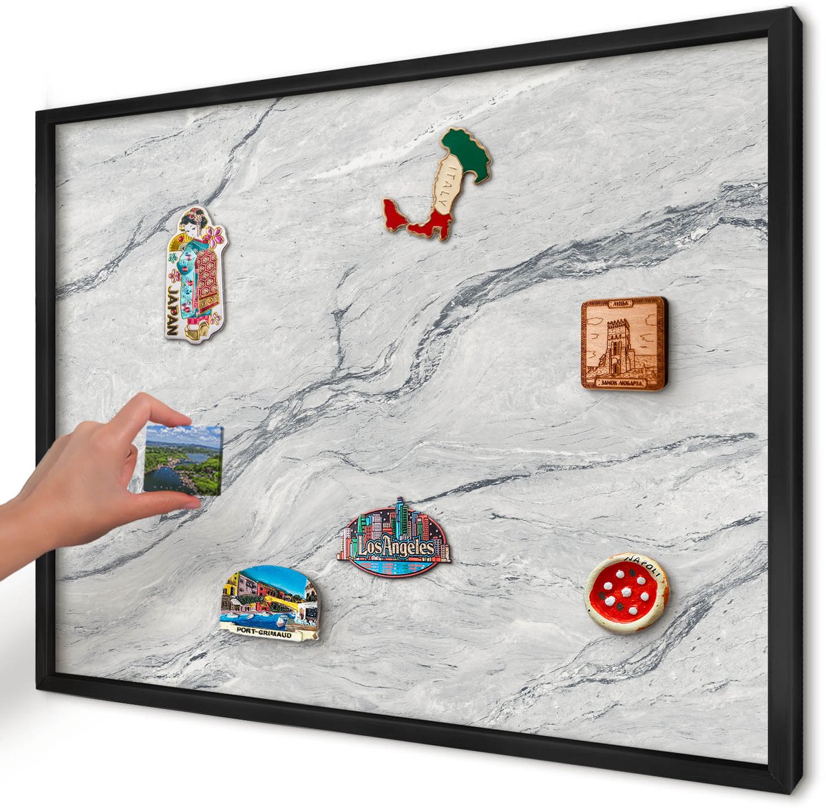 Artprintcave Grijs Magneetbord mit Zwart Frame - 70x50 cm - Grijze Elegantie Magnetisch Bord Voor Magneten - Minimalist Magneet Bord mit Frame - Texturen
