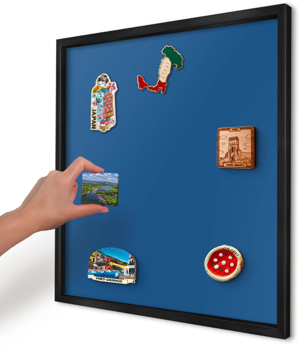 Artprintcave Marine Magneetbord mit Zwart Frame - 50x50 cm - Donkerblauw Magneetbord Voor Foto's - Minimalist Wandbord Magnetisch - Achtergronden En Patronen