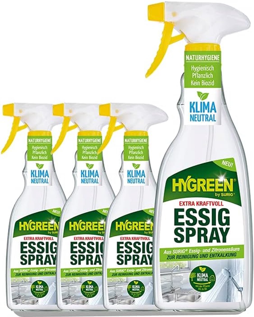 SnelShoppen - Hygreen azijn spray extra krachtig 500 ml, ecologisch schoonmaakmiddel voor keuken en badkamer, verwijdert kalkaanslag en hardnekkig vui