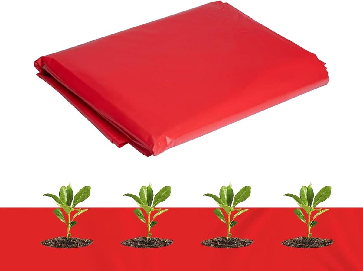 Mulchfolie Moestuin - Bodemverbeteraar Groeifolie - Planten Beschermen - Rood Licht Reflectie - 120 x 750 cm - Rood