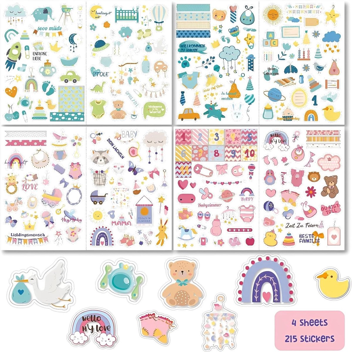 Stickers voor kinderen 4 stuks - transparant PVC - voor fotoalbums - ideaal voor scrapbooking - SnelShoppen