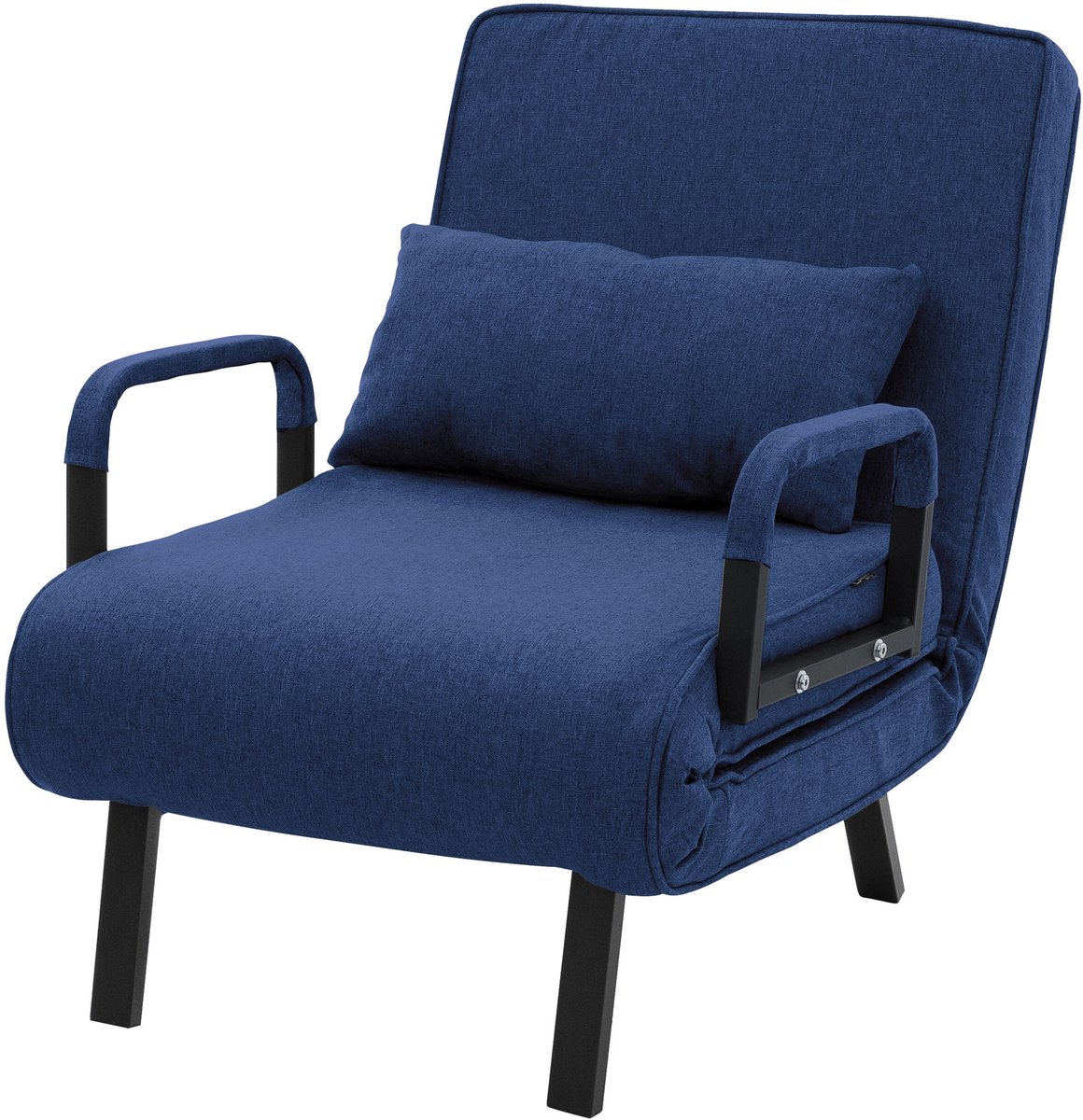 ML-Design | Slaapfauteuil met slaapfunctie 186x60 cm van staal/chenille blauw Fauteuil met slaapfunctie, opklapbaar Slaapfauteuil Opklapbare fauteuil Slaapbank