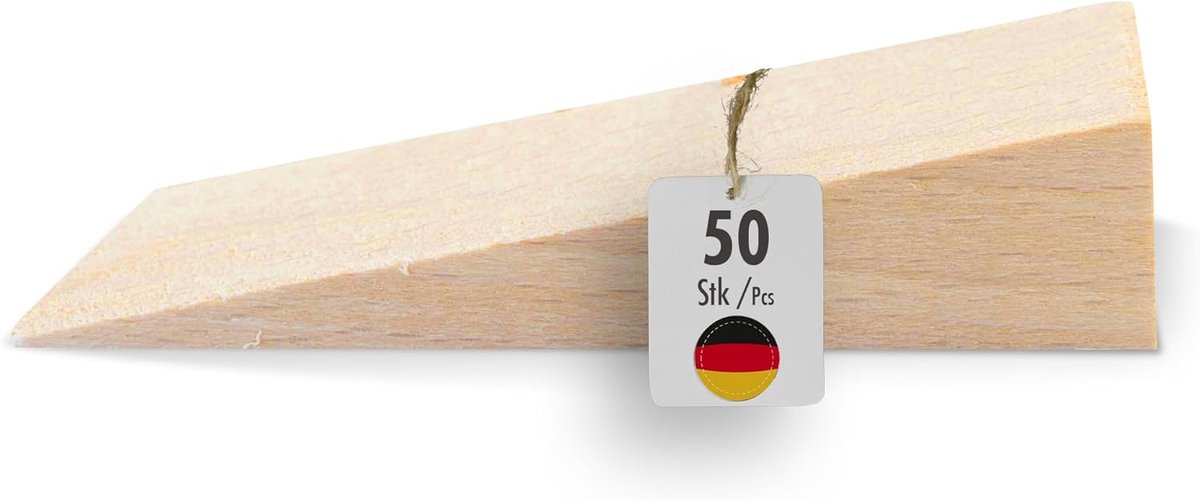 haggiy Hardhouten Wig Beuken 50 st. - Deurstopper 70x25x15mm | Houten wigenset, natuurlijk beuken, ideaal voor meubels, montage, DIY