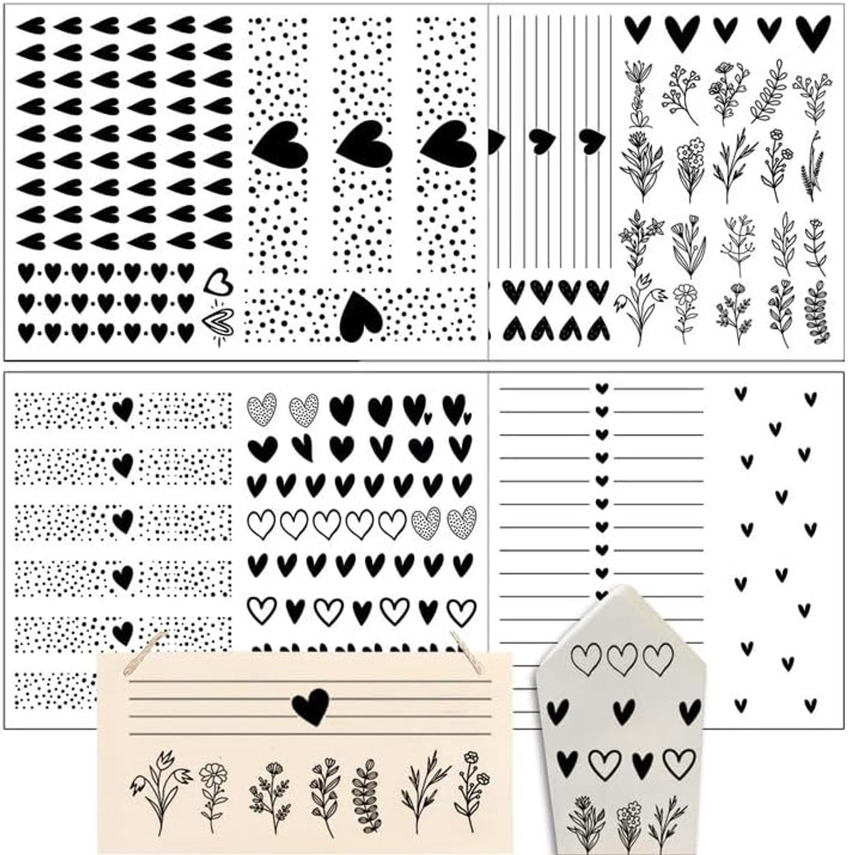 Rub On Stickers ca. A5 19 x 14 cm groot formaat transfers 4 stuks