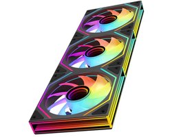 Prism 6MAX RGB pc-ventilator 120MM 3 stuks [Rechthoek Infinity Mirror MAX] [1850±10% RPM] 5V3PIN ARGB en 12V4PIN PWM ventilator zwart