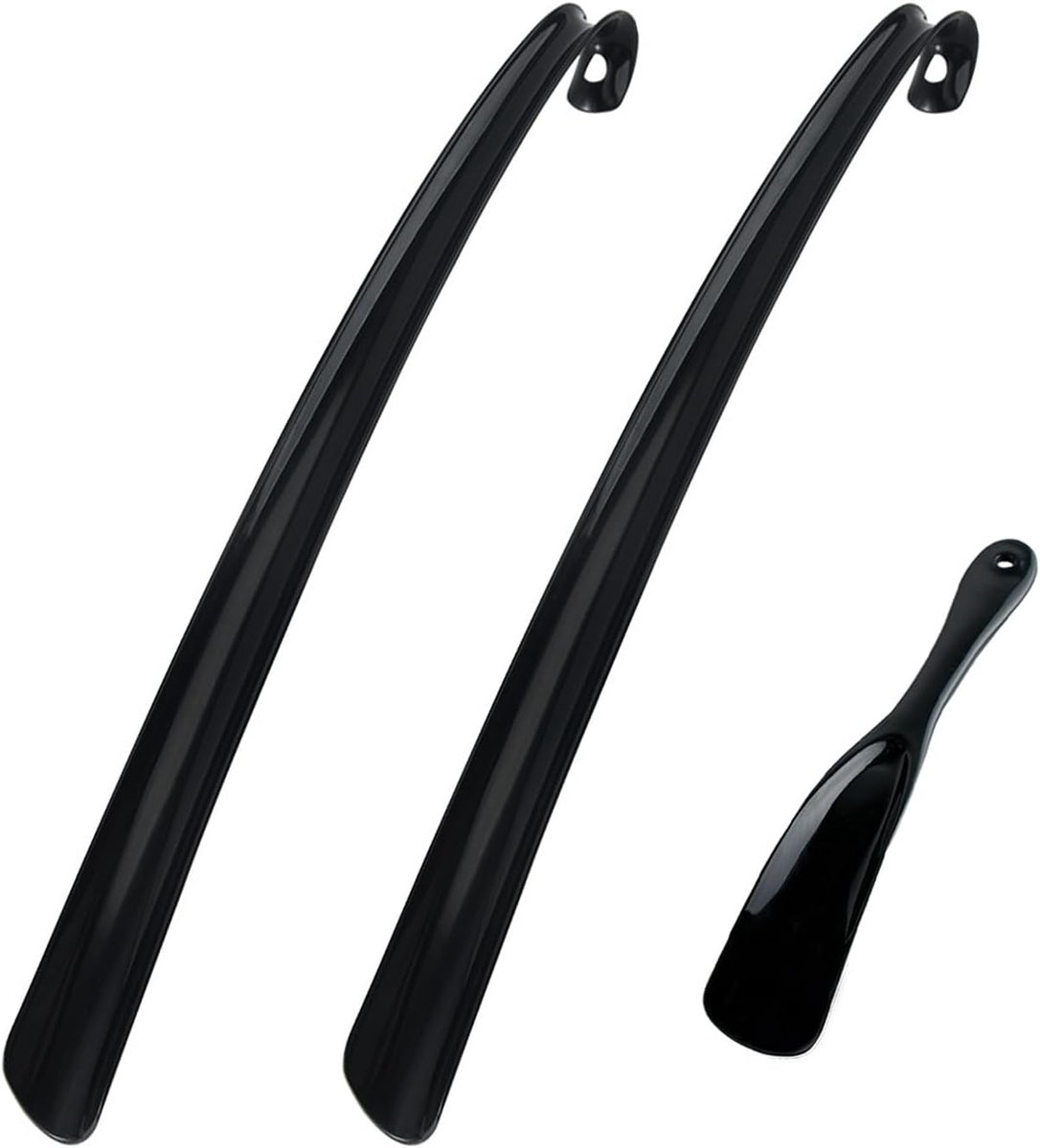 3 stuks zwarte plastic schoenlepel, universele schoenlepel met lange