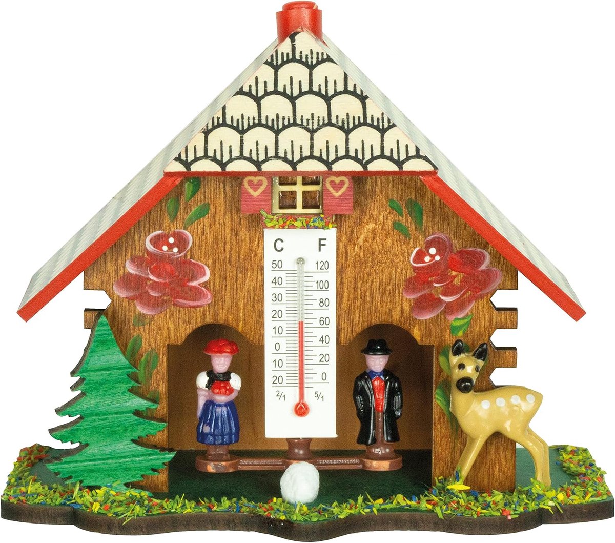 SnelShoppen - Trenkle Weerhuisje Cottage TU 816 - Weerstation, Tuinaccessoire, Decoratie, Hout, Buiten, Tuin, Camping, Grijs, Klassiek Design