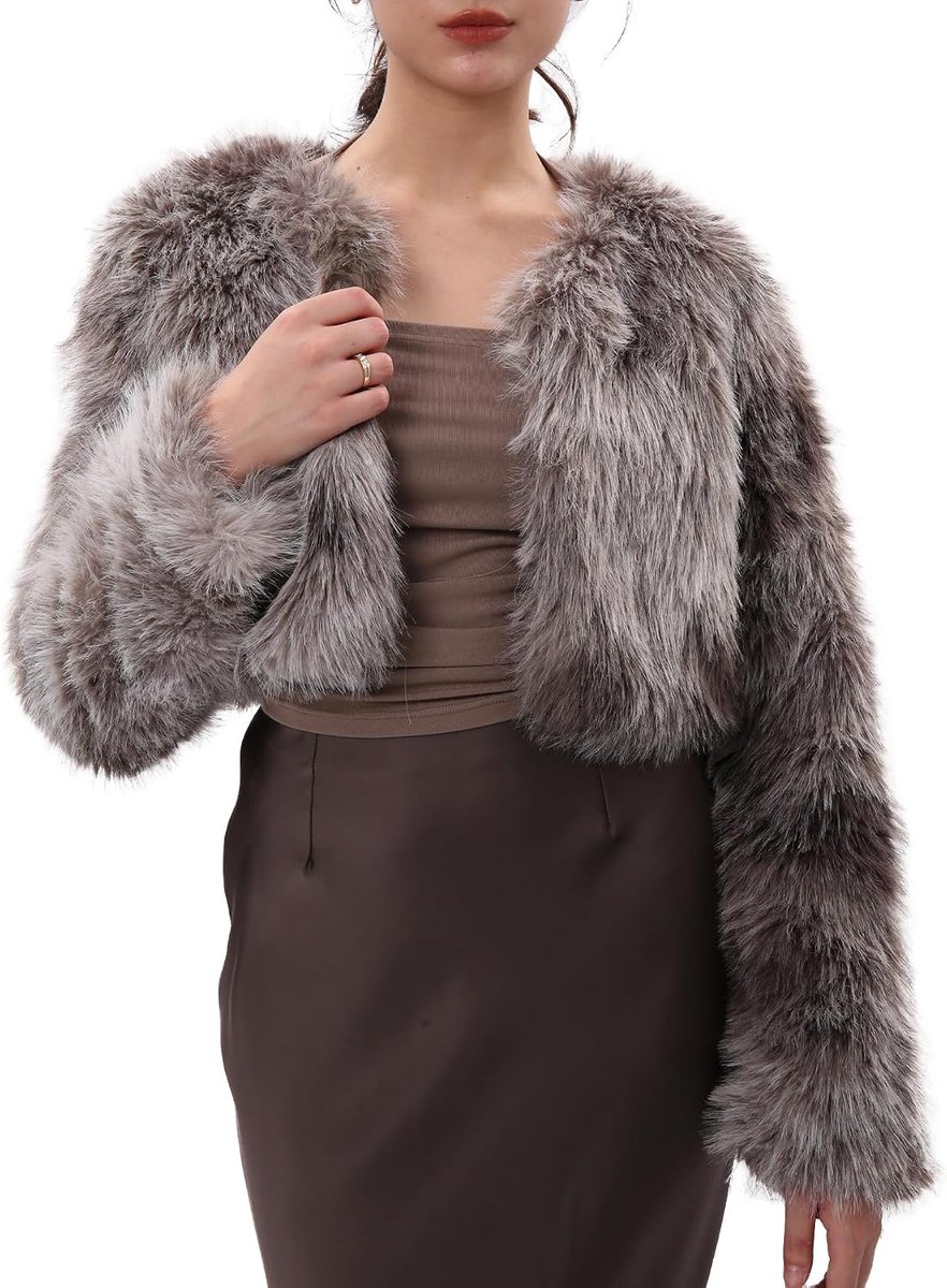Bontjas dames, bontjas kort imitatiebont jas, pluche bontjas fleece