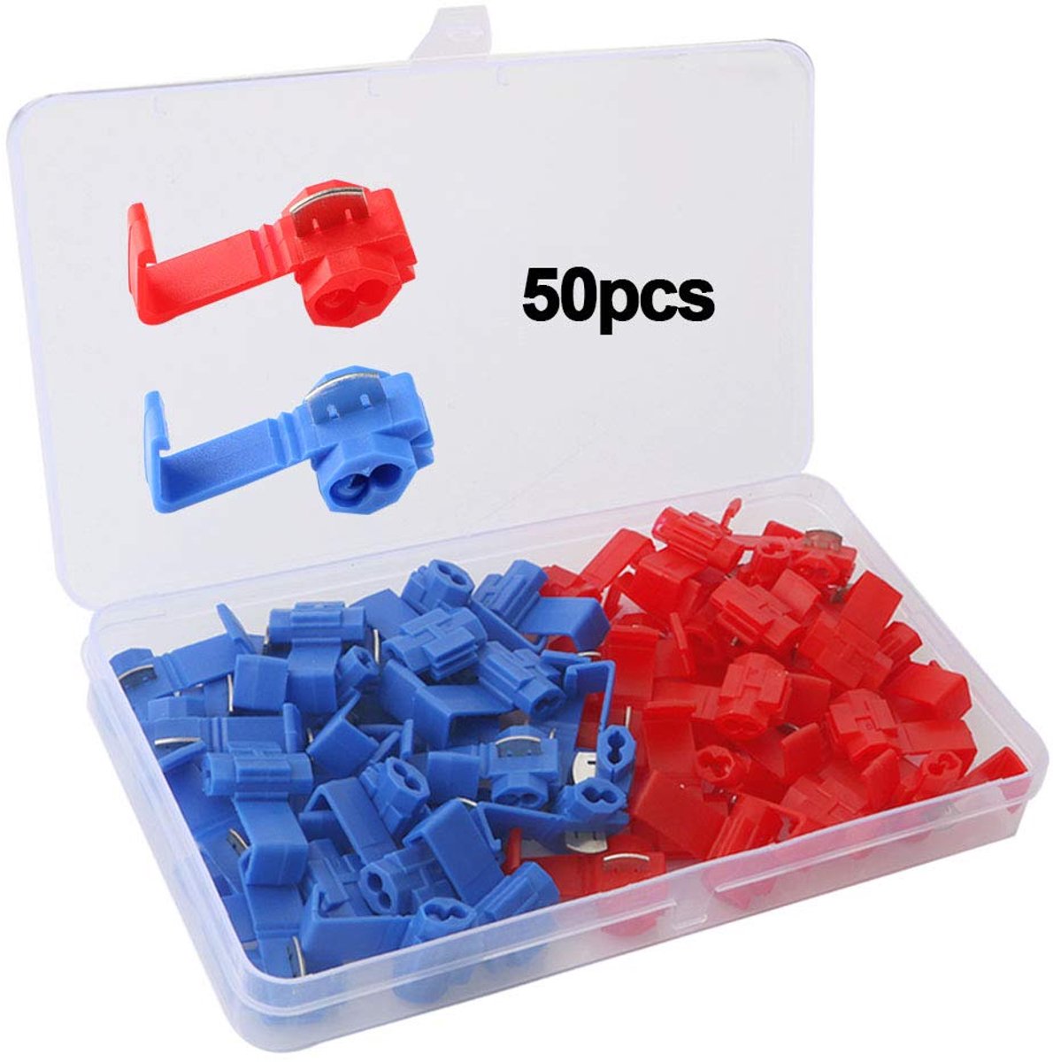 Quick splice draadconnectoren set 50 stuks - 25 rode en 25 blauwe - veilige elektrische verbinding - SnelShoppen