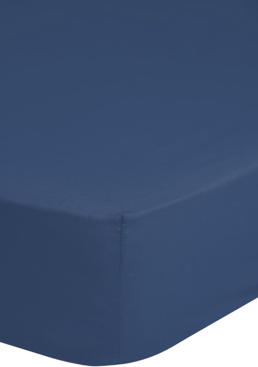 Morning Hoeslaken Katoen Renforcé 30cm Hoekhoogte - denim 180x200cm