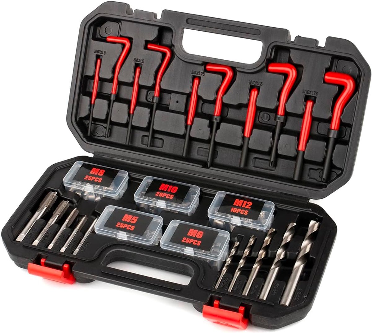 131-delige schroefdraadreparatieset, schroefdraadmof 131-delige set