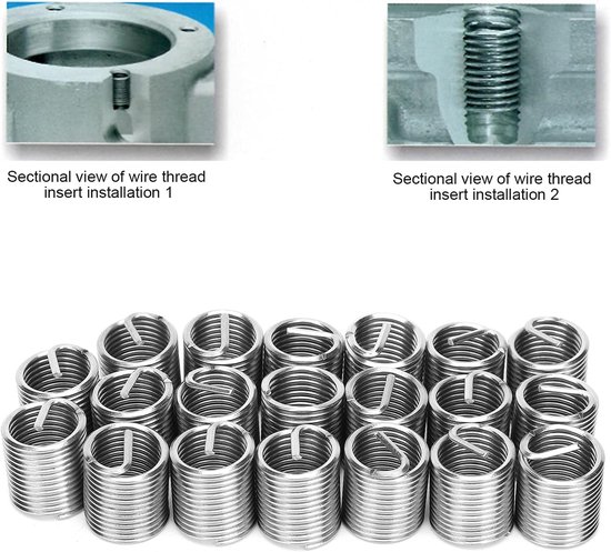 20 Stks Draad Draad Insert M12 X 1.5, 304 Rvs Schede Helicoil Type — afbeelding 2