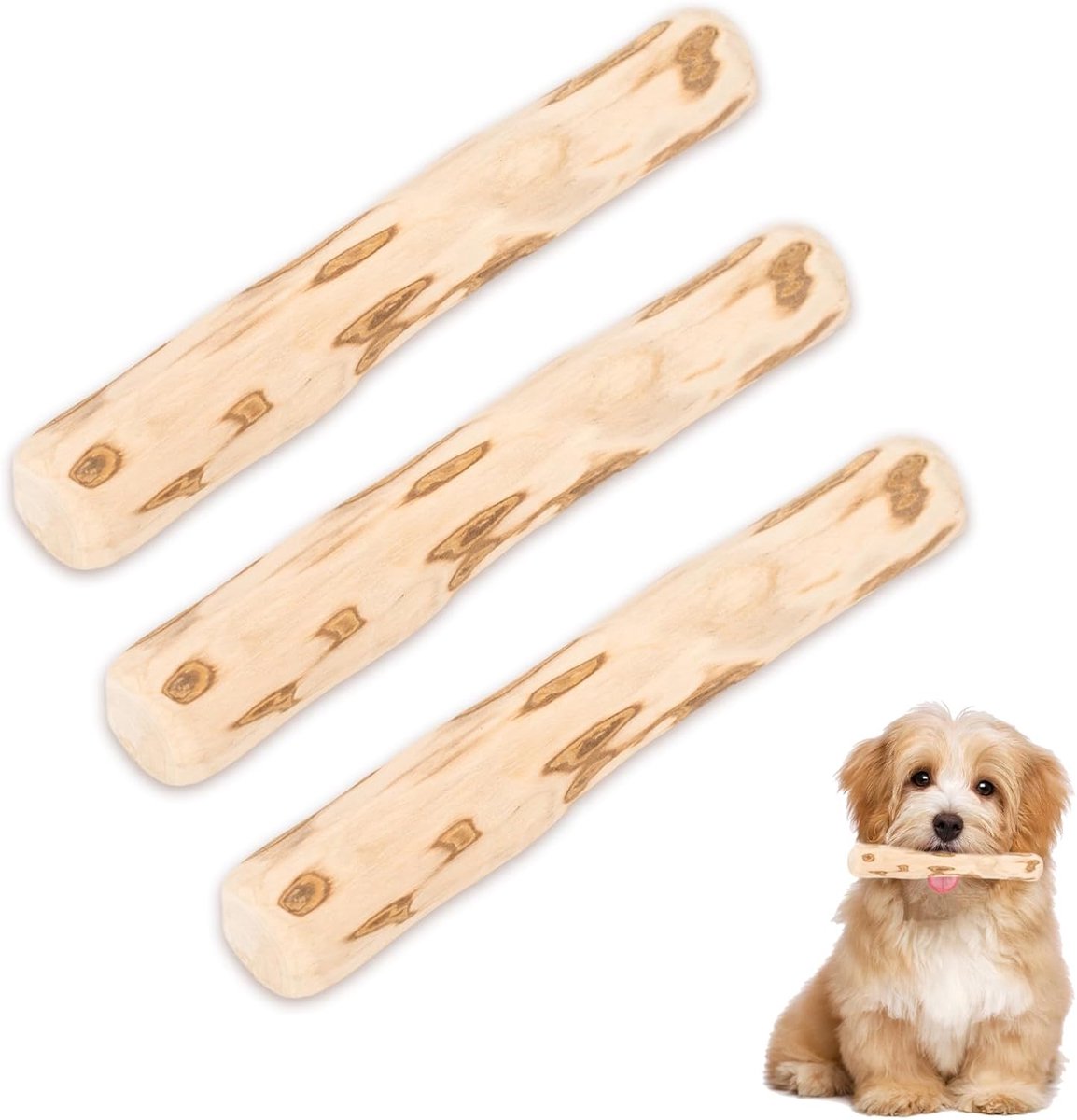 3 delige set kauwbotten van koffiehout voor honden, kauwwortels, kauwbotten voor schone tanden voor puppy's, onverwoestbaar hondenspeelgoed, natuurlijke kauwbotten van koffiehout