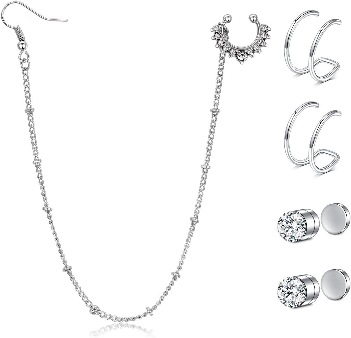 Neus Manchet Ring - Faux Septum Niet Doorboord Ringen, Ketting Clip Op Piercing Sieraden