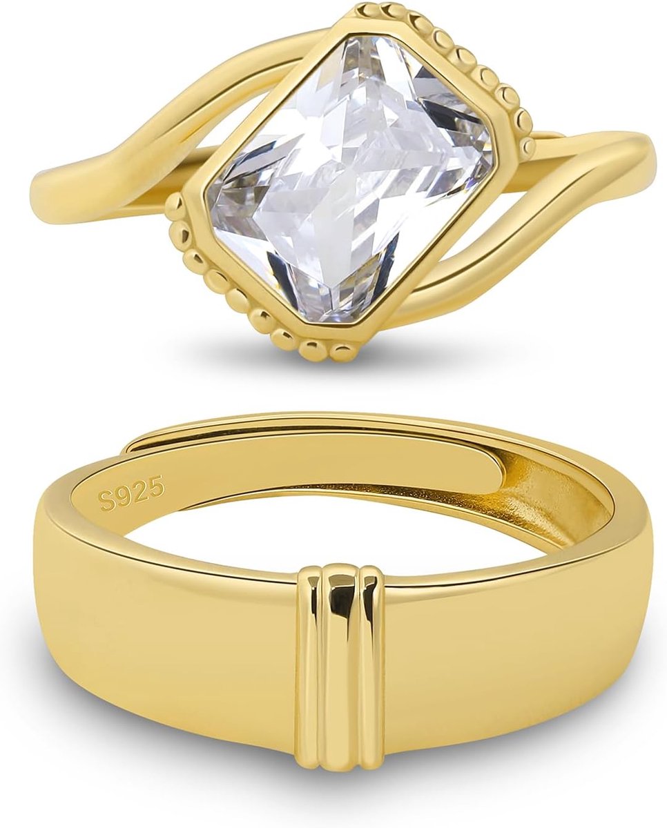 Ringen voor Koppels Partnerringen van 925 Sterling Zilver Verstelbare