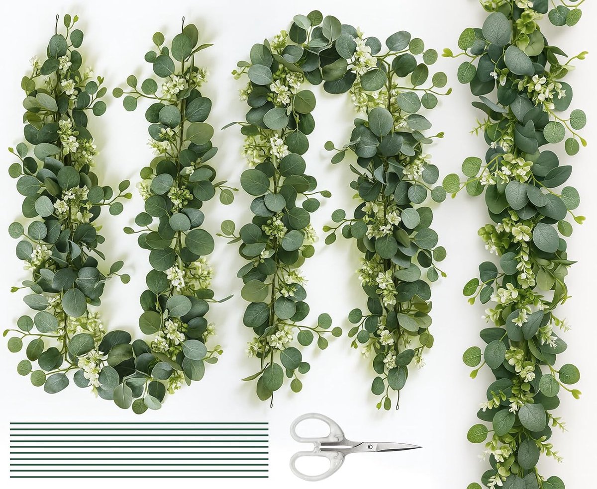 SnelShoppen - Eucalyptus Garland 1.8m - 3 Stuks Kunstplanten - Groene Hangdecoratie - Perfect voor Tafel, Thuis, Bruiloft, Tuin, Keuken, Feest