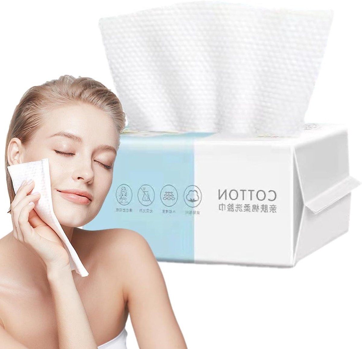 Katoenen Gezichtshanddoeken - Make-up Doekjes - Gezichtsreiniging - Pluisvrij - 20 cm - Wit