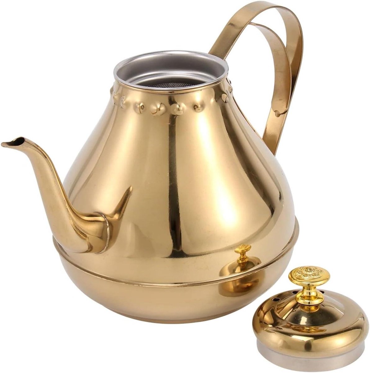 Zwanenhals Waterkoker - Theeketel Kookpot - Thee Koffie Zetten - Nauwkeurige Stabiele Giet - 1.2 Liter - Goud