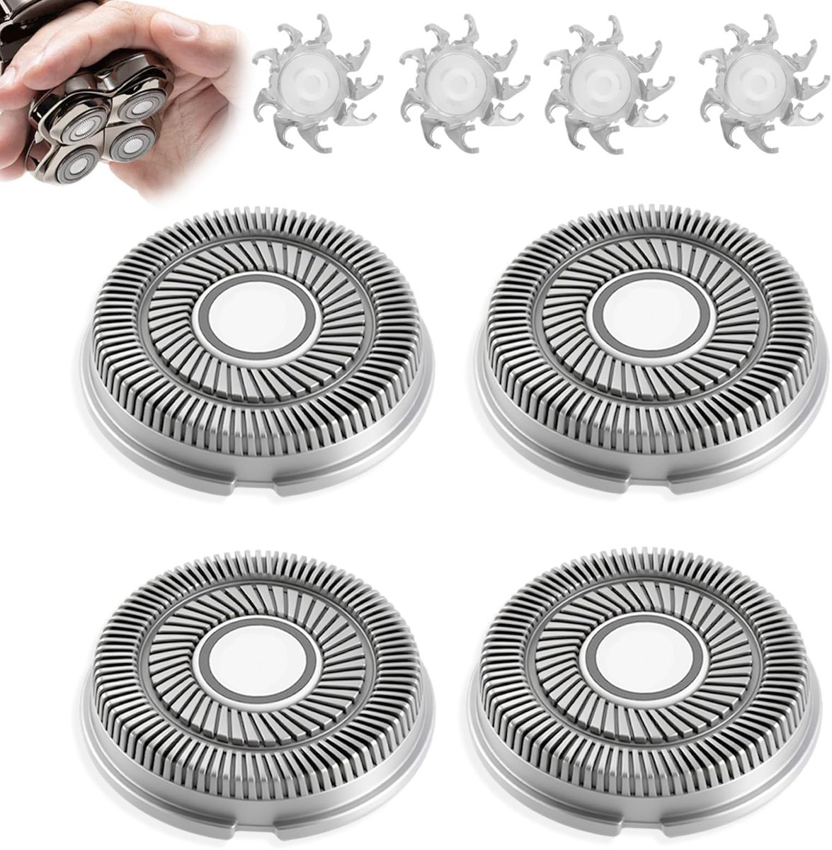 Scheerhoofd 4-delig - compatibel met Skull Shaver - roterende scheerkoppen - 360 graden vervanging - SnelShoppen