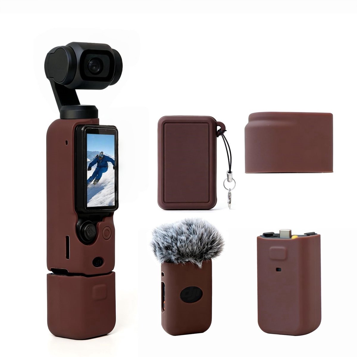 Casalora Beschermhoes voor DJI Osmo Pocket 3 -Silicone - Cover - Action Cam Accessoires -Bruin