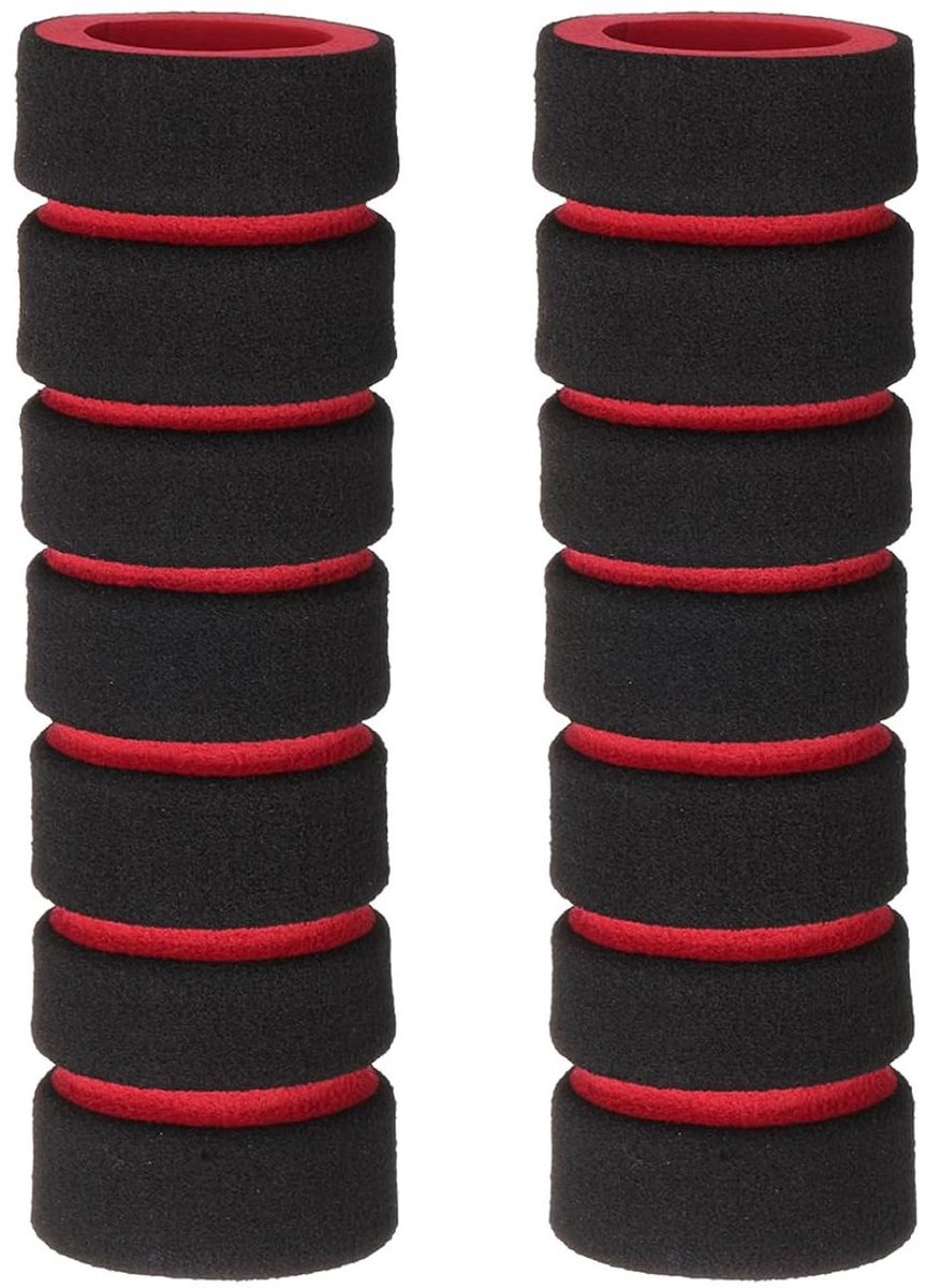 Fietsstuurgrepen - Handvatten Fiets - Comfortabel Fietsen - Antislip Spons Materiaal - 20 mm Binnendiameter - Zwart-Rood